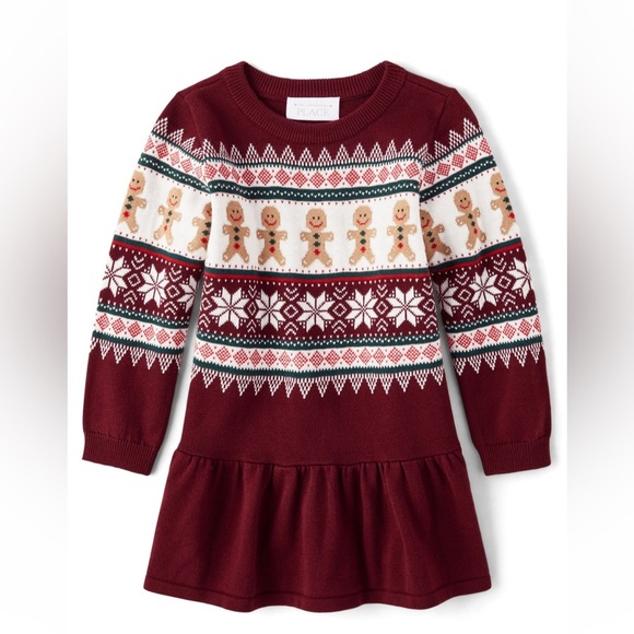 ❤️ Toddler Girls Gingerbread Fairisle Peplum
Sweater Dress - Redwood NWT ‼️FINAL - Picture 2 of 3